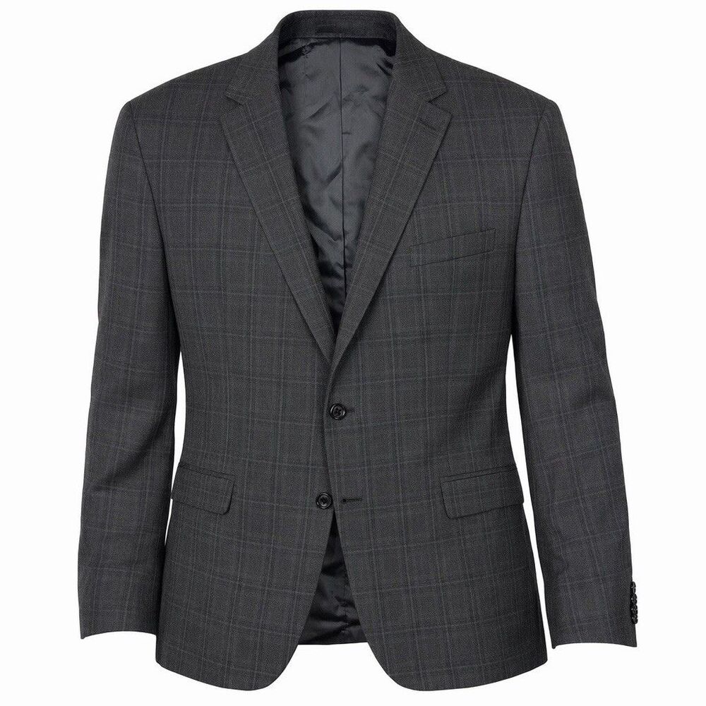 Michael Kors Mens Blazer 50R Gray Windowpane Plaid 2 Button Sport Coat Stretch
